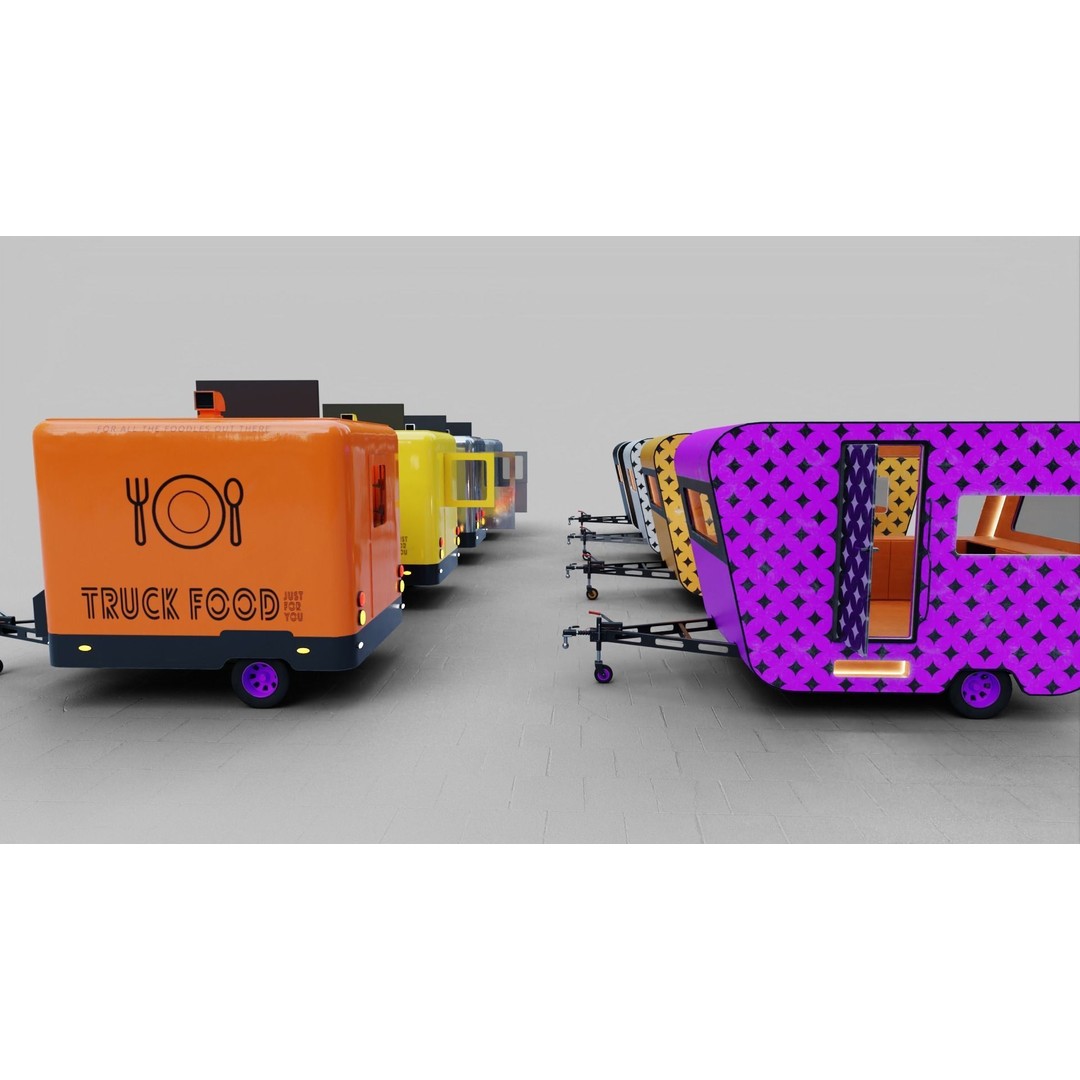 Food Truck 3D Model – Low Poly Game Asset, FBX, PBR Textures - View 22