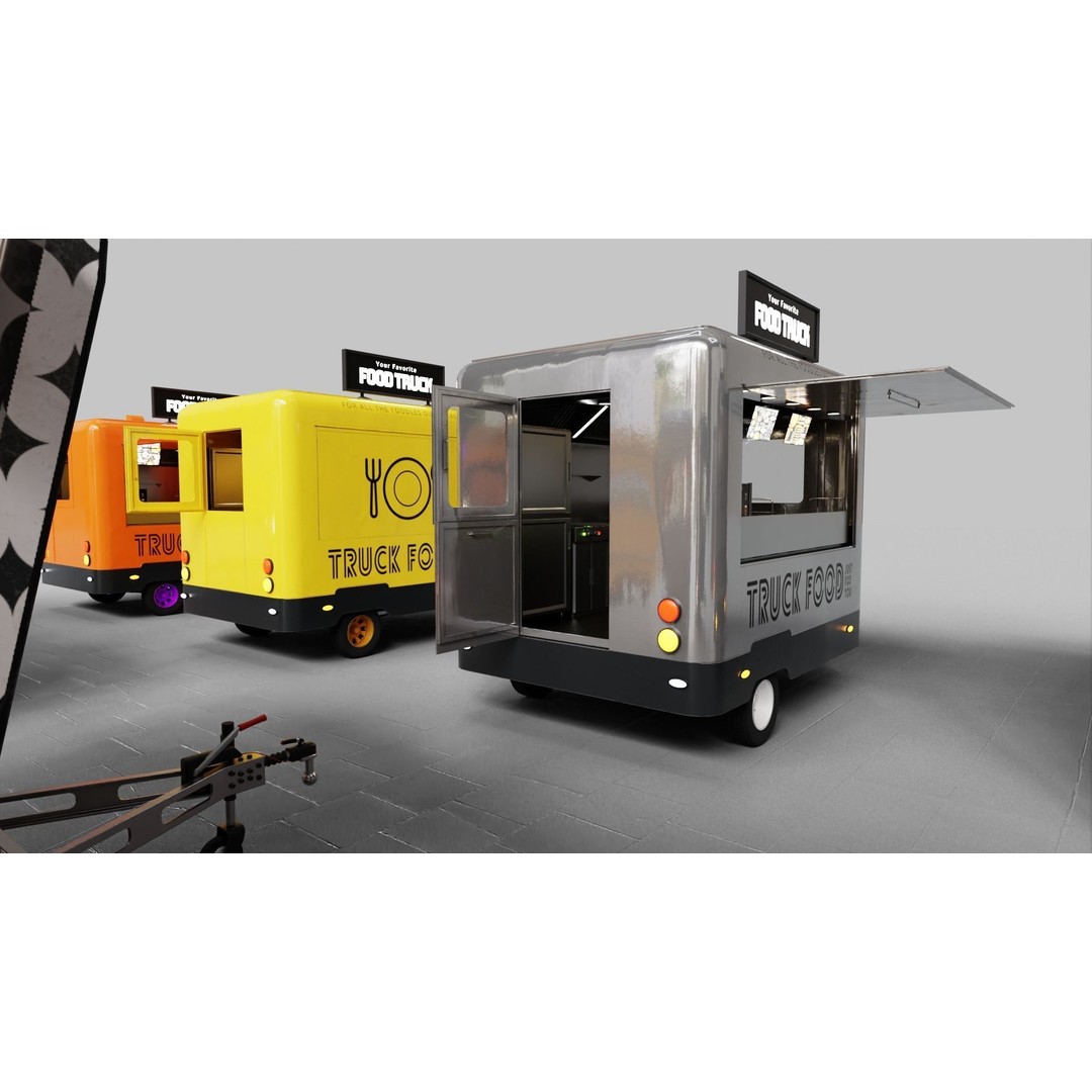 Food Truck 3D Model – Low Poly Game Asset, FBX, PBR Textures - View 23
