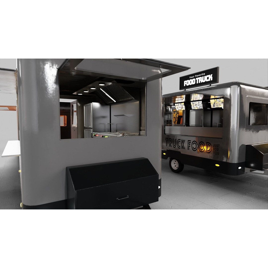 Food Truck 3D Model – Low Poly Game Asset, FBX, PBR Textures - View 24