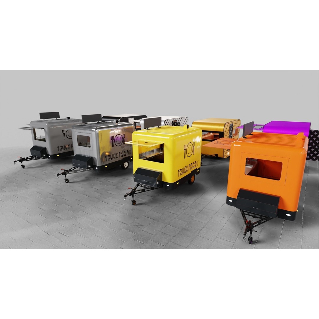 Food Truck 3D Model – Low Poly Game Asset, FBX, PBR Textures - View 25