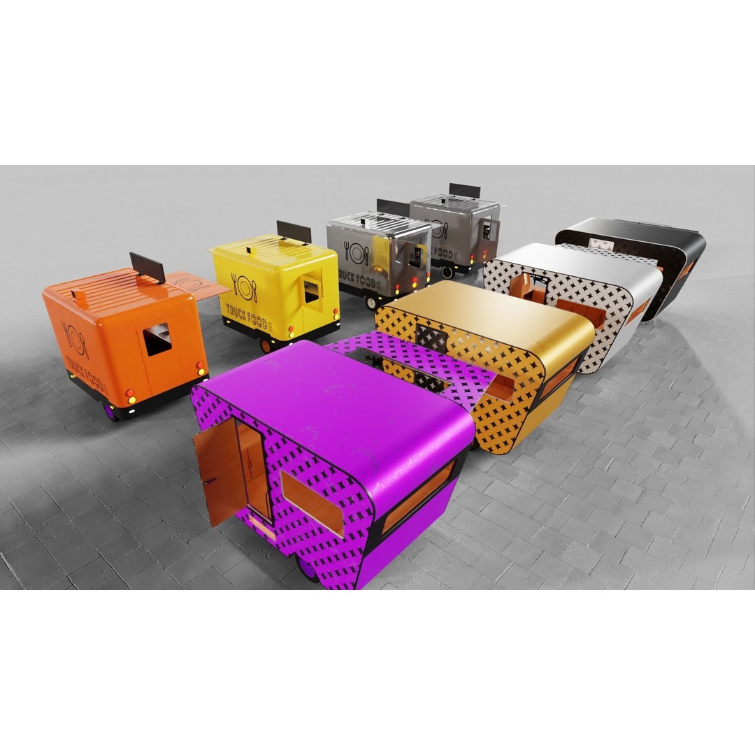 Food Truck 3D Model – Low Poly Game Asset, FBX, PBR Textures - View 26