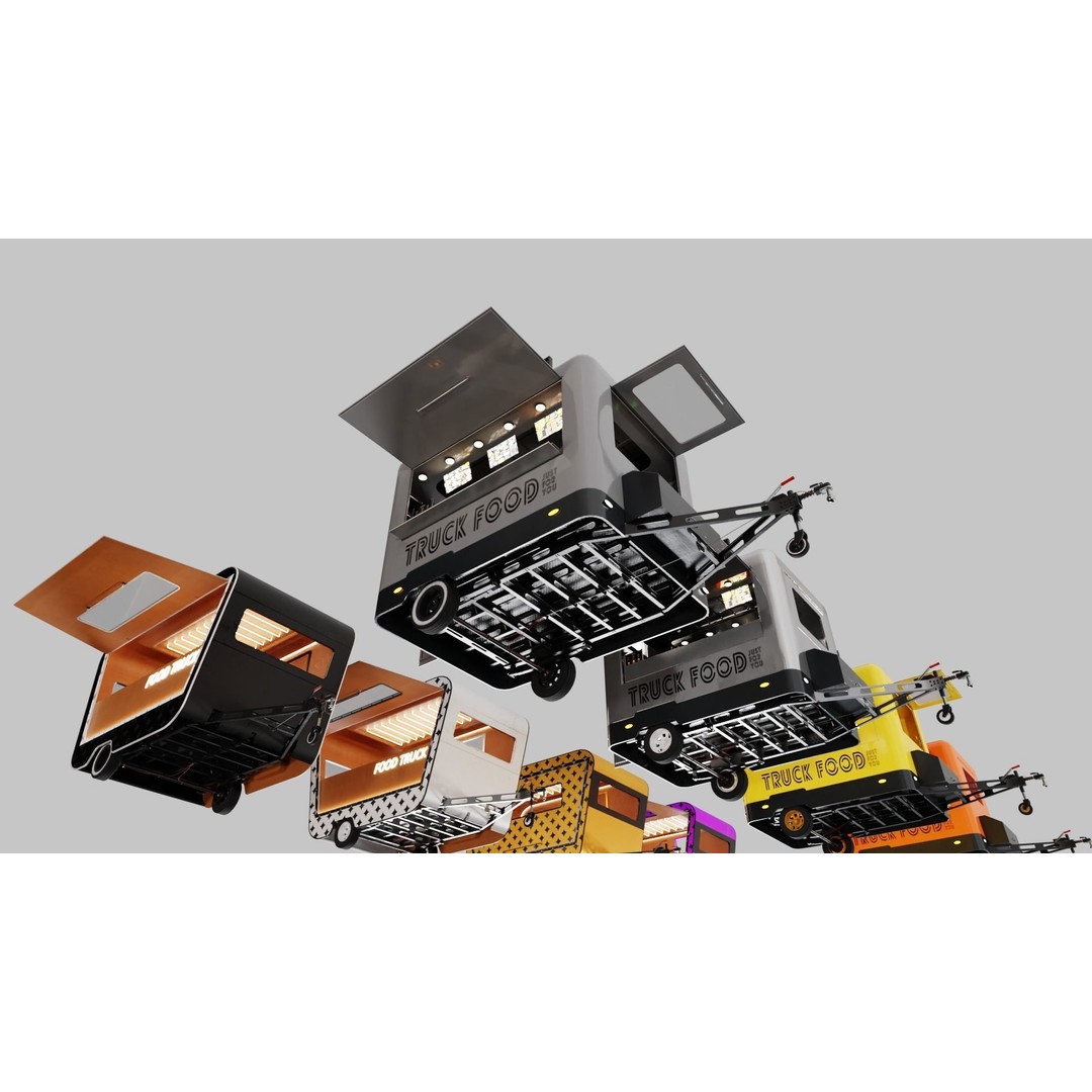 Food Truck 3D Model – Low Poly Game Asset, FBX, PBR Textures - View 27