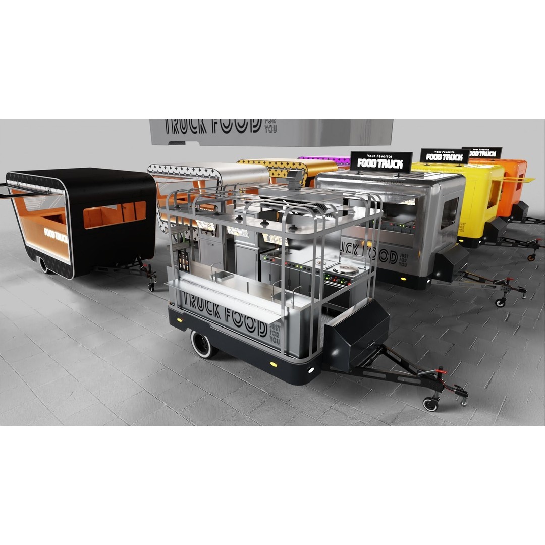 Food Truck 3D Model – Low Poly Game Asset, FBX, PBR Textures - View 29