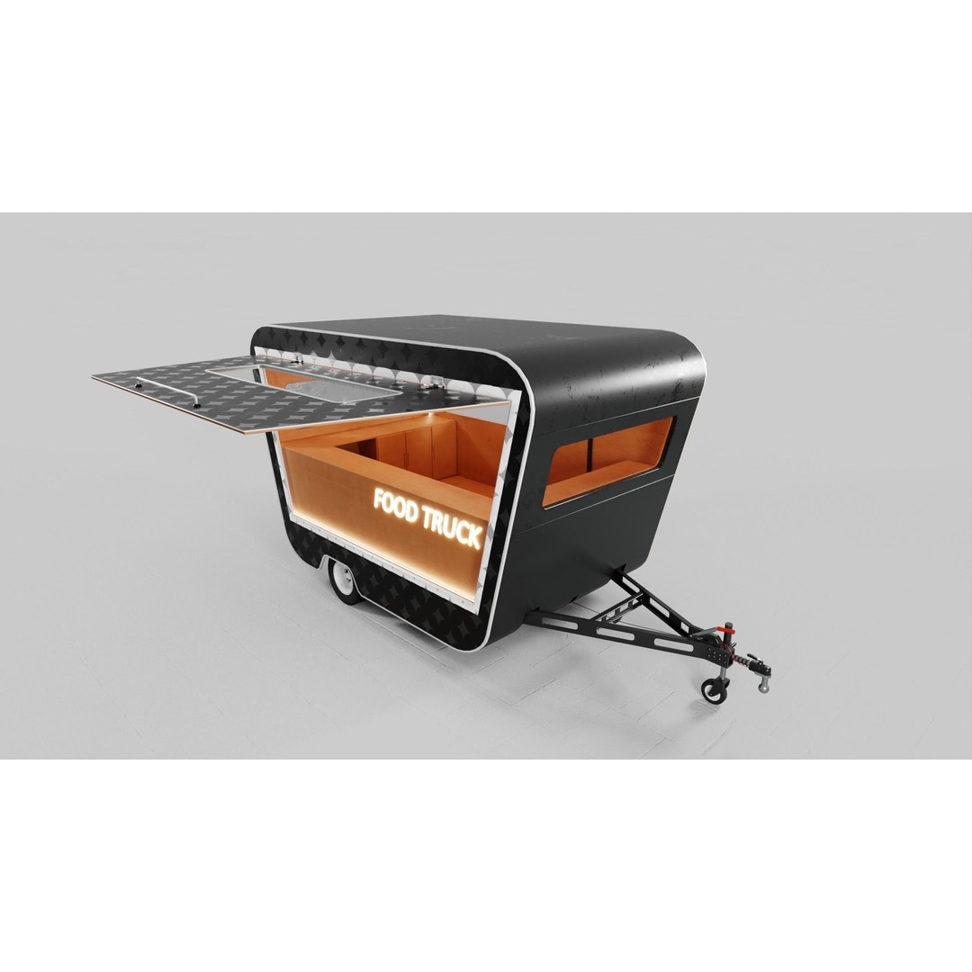 Food Truck 3D Model – Low Poly Game Asset, FBX, PBR Textures - View 4