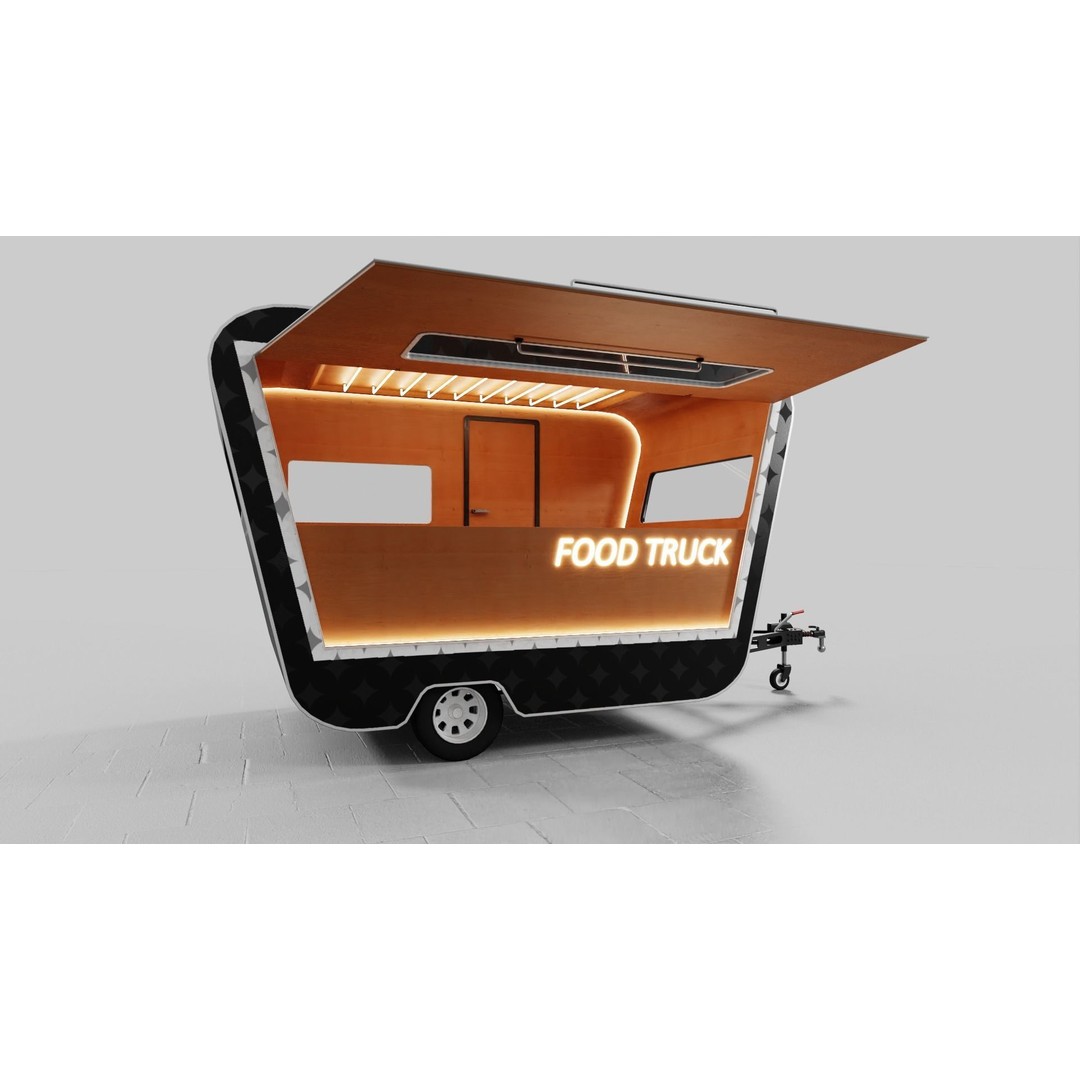 Food Truck 3D Model – Low Poly Game Asset, FBX, PBR Textures - View 6