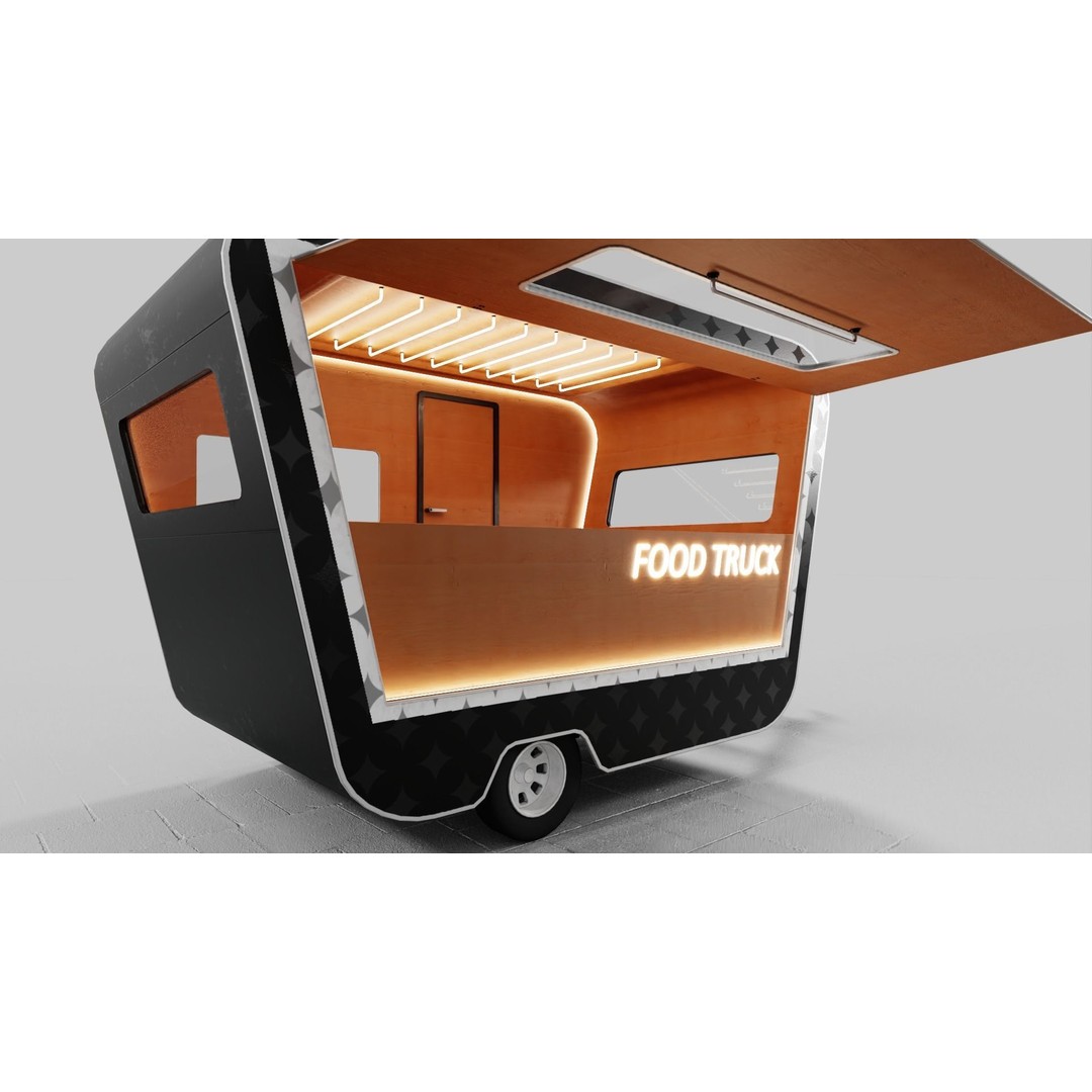 Food Truck 3D Model – Low Poly Game Asset, FBX, PBR Textures - View 7