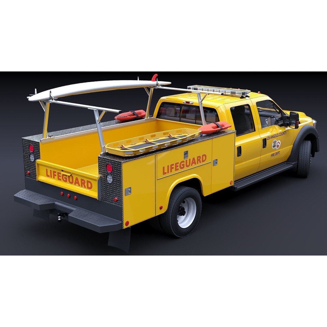 LifeGuard Truck 3D Model – Low Poly Game Asset, FBX, PBR Textures - View 11