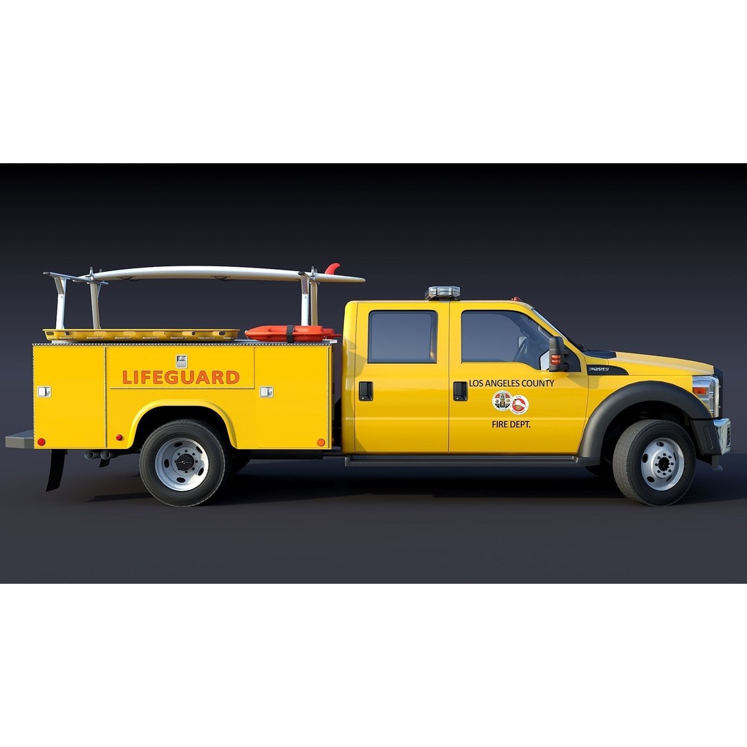 LifeGuard Truck 3D Model – Low Poly Game Asset, FBX, PBR Textures - View 12