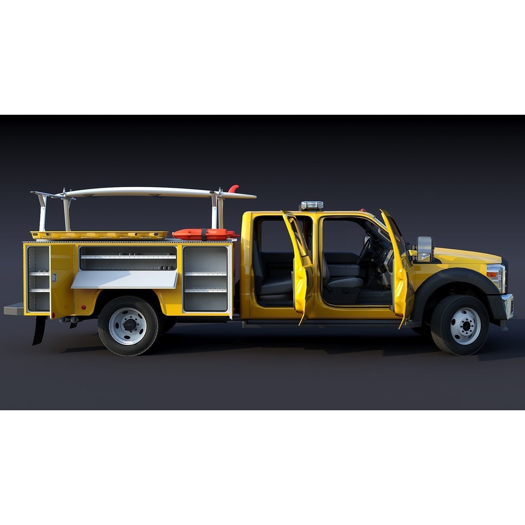 LifeGuard Truck 3D Model – Low Poly Game Asset, FBX, PBR Textures - View 13