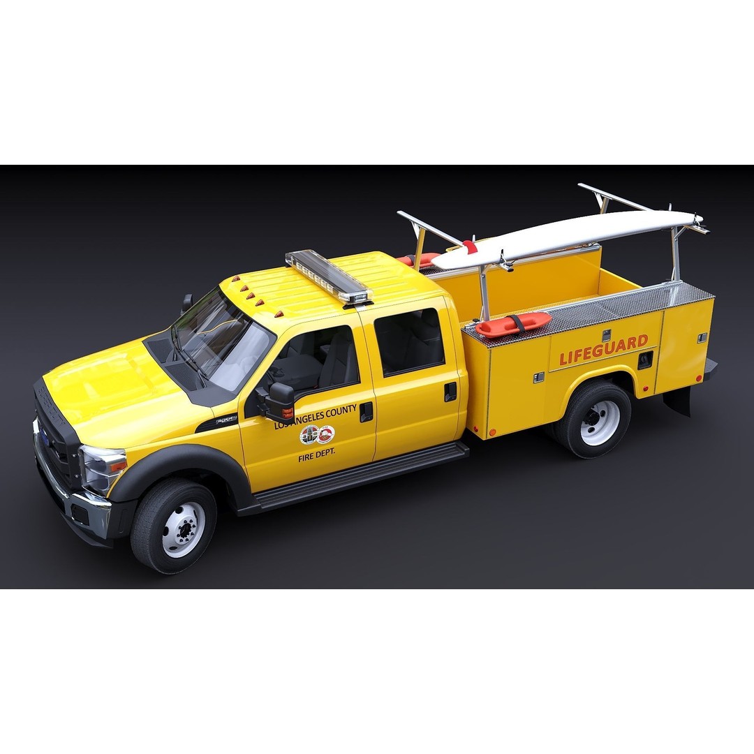 LifeGuard Truck 3D Model – Low Poly Game Asset, FBX, PBR Textures - View 15
