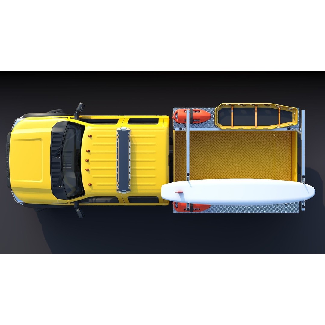 LifeGuard Truck 3D Model – Low Poly Game Asset, FBX, PBR Textures - View 16