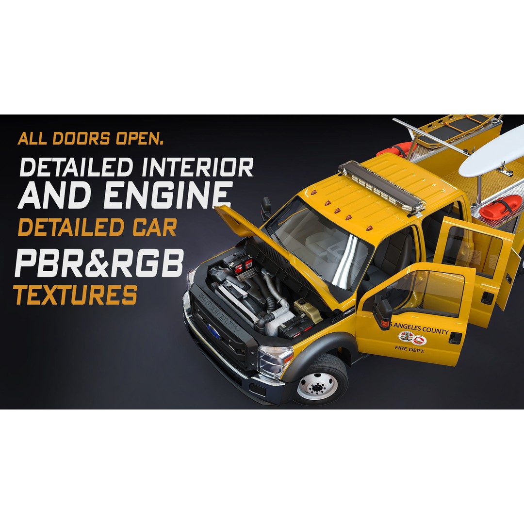 LifeGuard Truck 3D Model – Low Poly Game Asset, FBX, PBR Textures - View 3