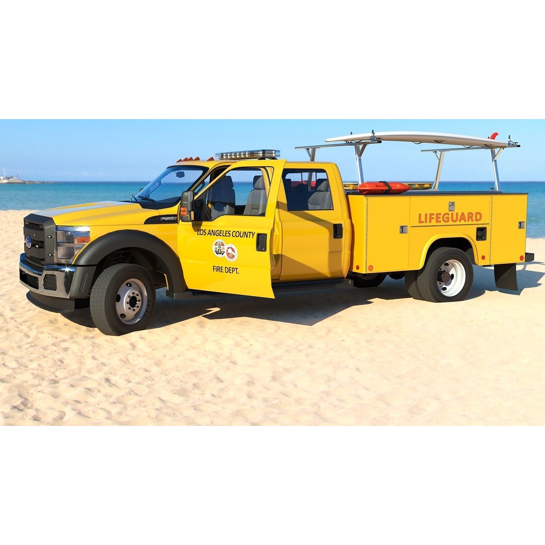 LifeGuard Truck 3D Model – Low Poly Game Asset, FBX, PBR Textures - View 32