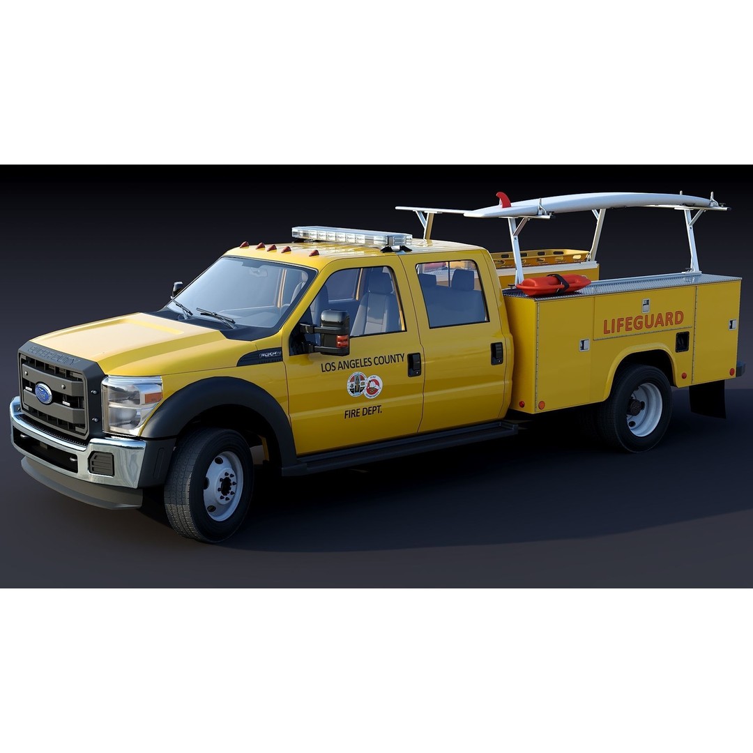 LifeGuard Truck 3D Model – Low Poly Game Asset, FBX, PBR Textures - View 4