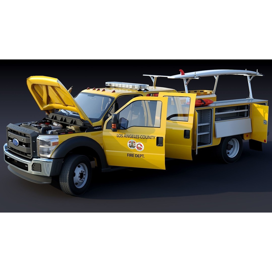 LifeGuard Truck 3D Model – Low Poly Game Asset, FBX, PBR Textures - View 5