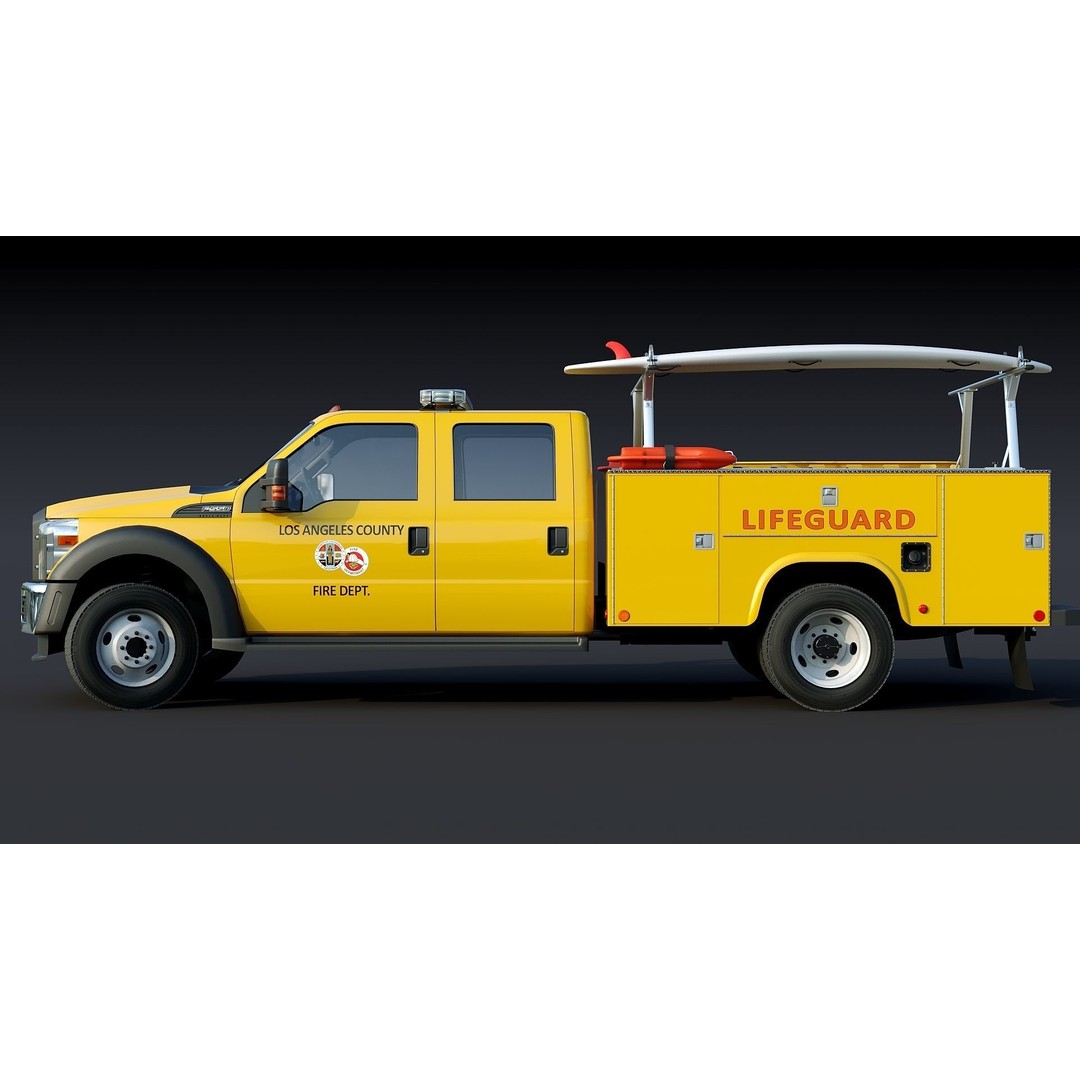 LifeGuard Truck 3D Model – Low Poly Game Asset, FBX, PBR Textures - View 6