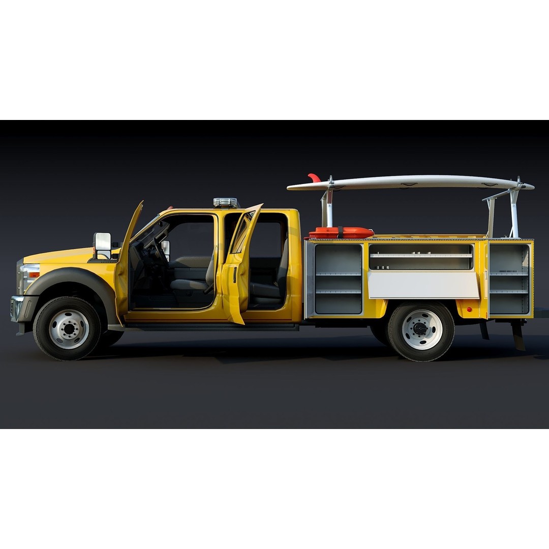 LifeGuard Truck 3D Model – Low Poly Game Asset, FBX, PBR Textures - View 7