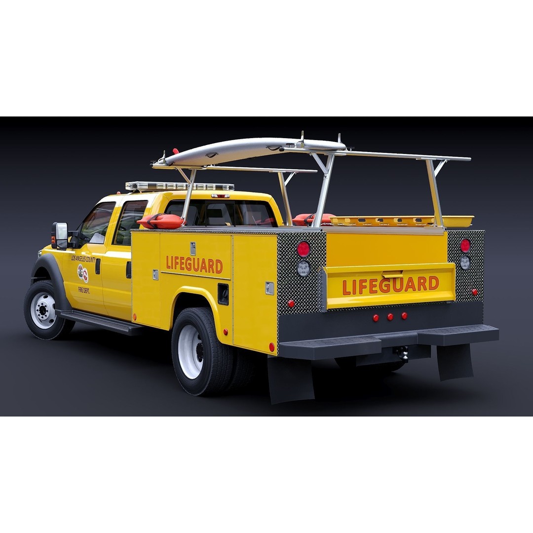 LifeGuard Truck 3D Model – Low Poly Game Asset, FBX, PBR Textures - View 8