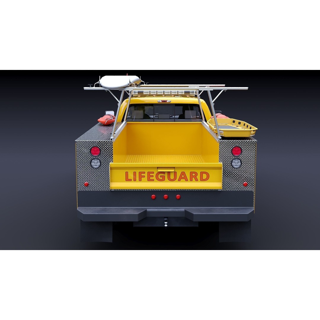 LifeGuard Truck 3D Model – Low Poly Game Asset, FBX, PBR Textures - View 9