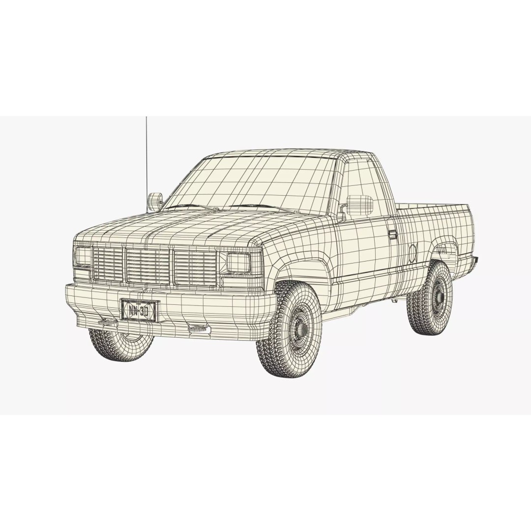 Pickup Truck 3D Model – High Poly 4WD Vehicle, FBX & Blender Formats - View 21