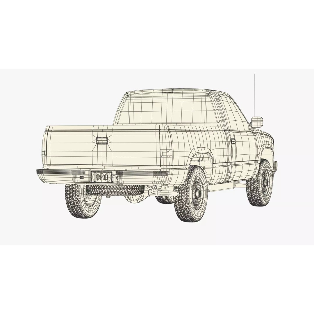 Pickup Truck 3D Model – High Poly 4WD Vehicle, FBX & Blender Formats - View 23