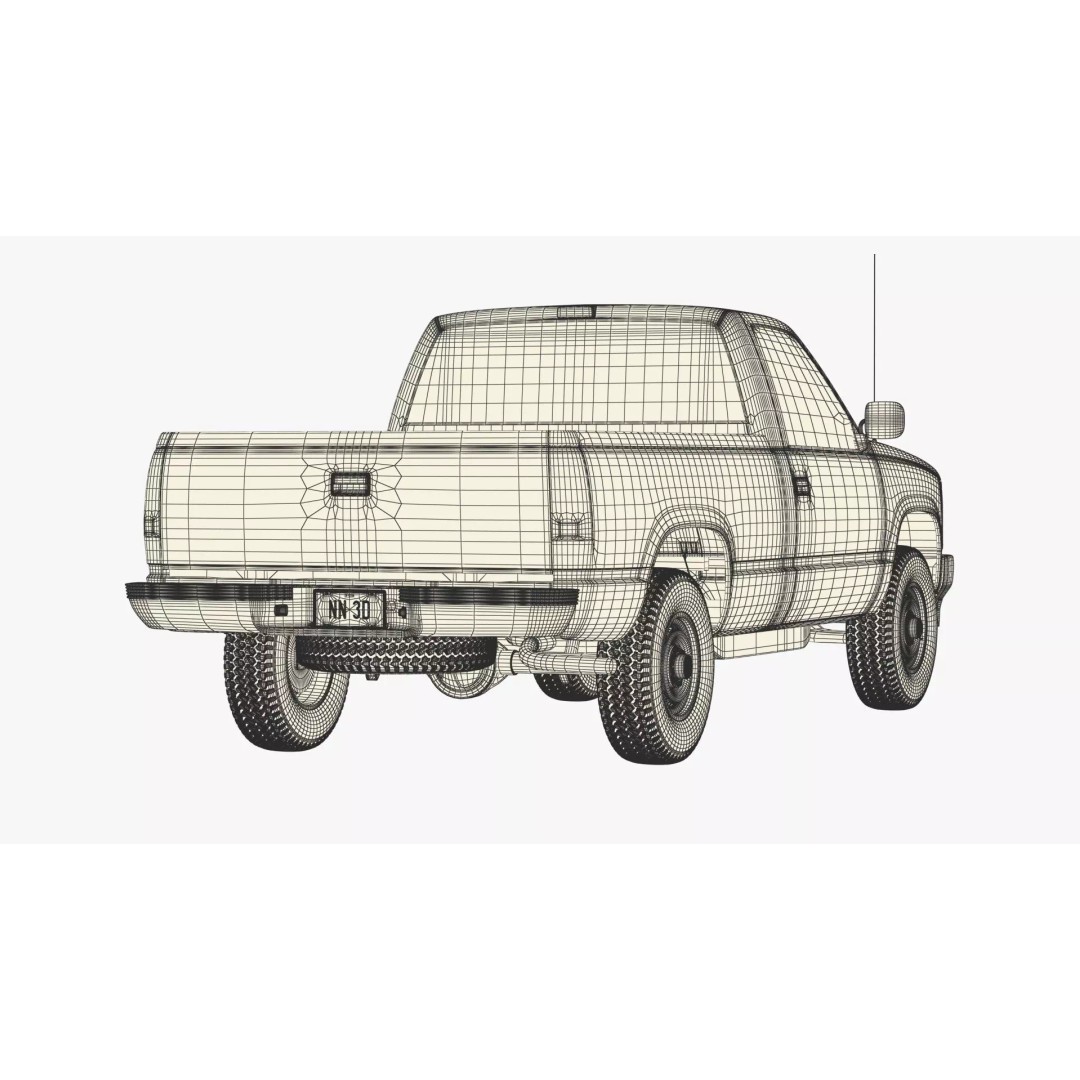 Pickup Truck 3D Model – High Poly 4WD Vehicle, FBX & Blender Formats - View 24