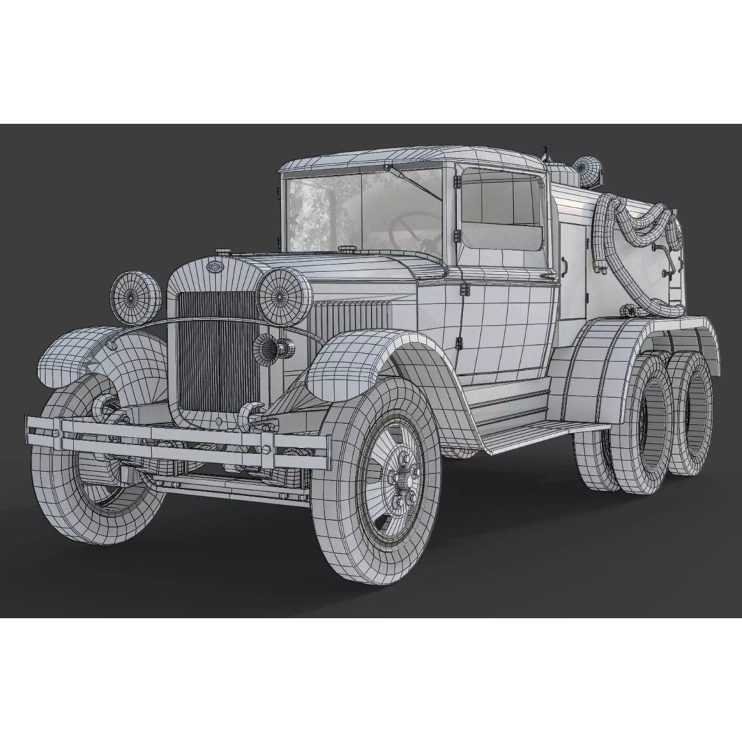 GAZ-AAA Fuel Tanker 3D Model – Low Poly Game Asset, FBX, PBR Textures