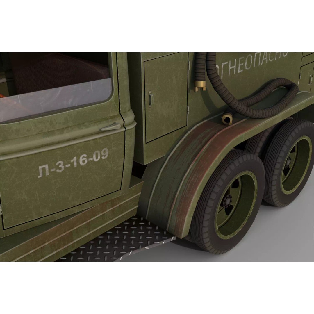 GAZ-AAA Fuel Tanker 3D Model – Low Poly Game Asset, FBX, PBR Textures - View 11