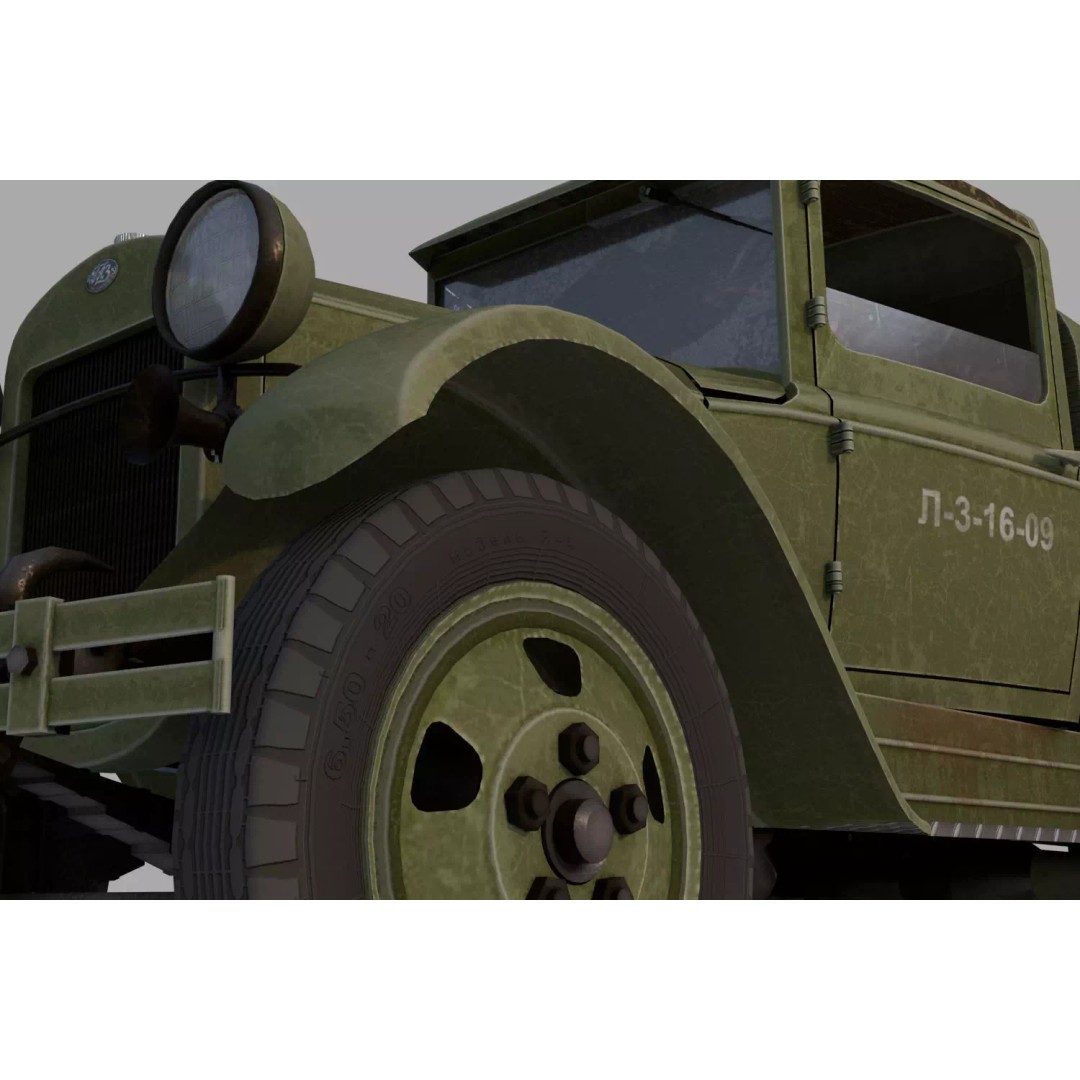 GAZ-AAA Fuel Tanker 3D Model – Low Poly Game Asset, FBX, PBR Textures - View 12