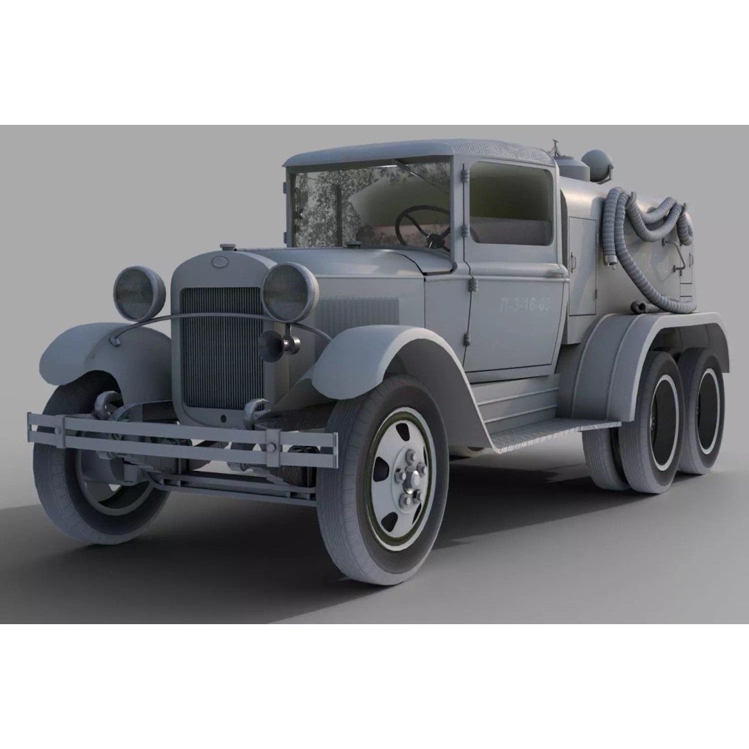 GAZ-AAA Fuel Tanker 3D Model – Low Poly Game Asset, FBX, PBR Textures - View 14