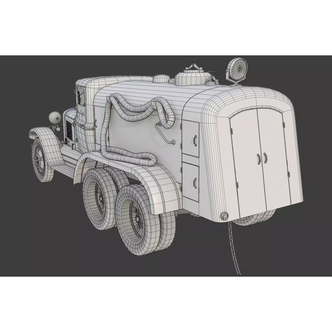 GAZ-AAA Fuel Tanker 3D Model – Low Poly Game Asset, FBX, PBR Textures - View 16