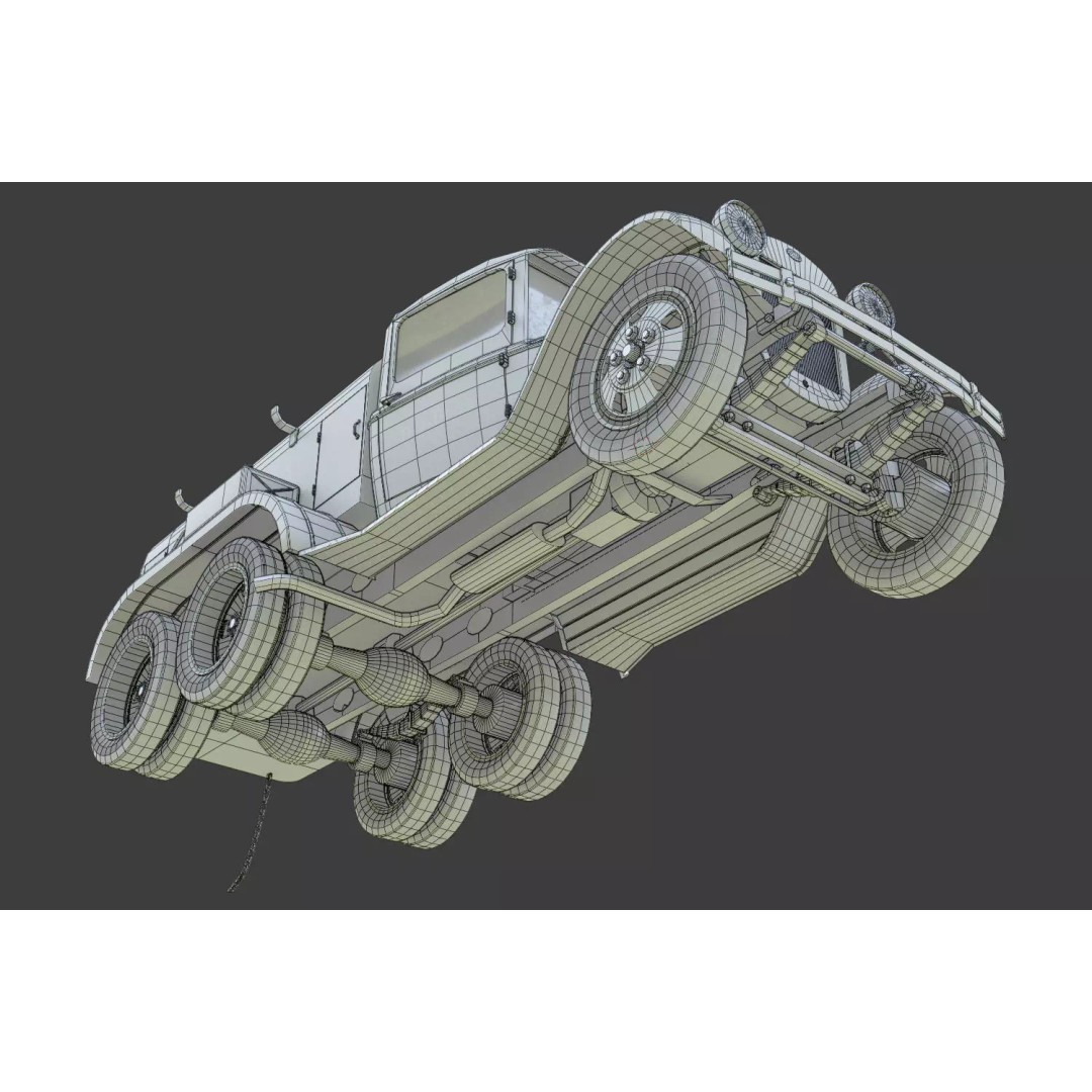 GAZ-AAA Fuel Tanker 3D Model – Low Poly Game Asset, FBX, PBR Textures - View 17