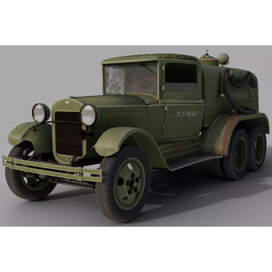 GAZ-AAA Fuel Tanker 3D Model – Low Poly Game Asset, FBX, PBR Textures - View 2