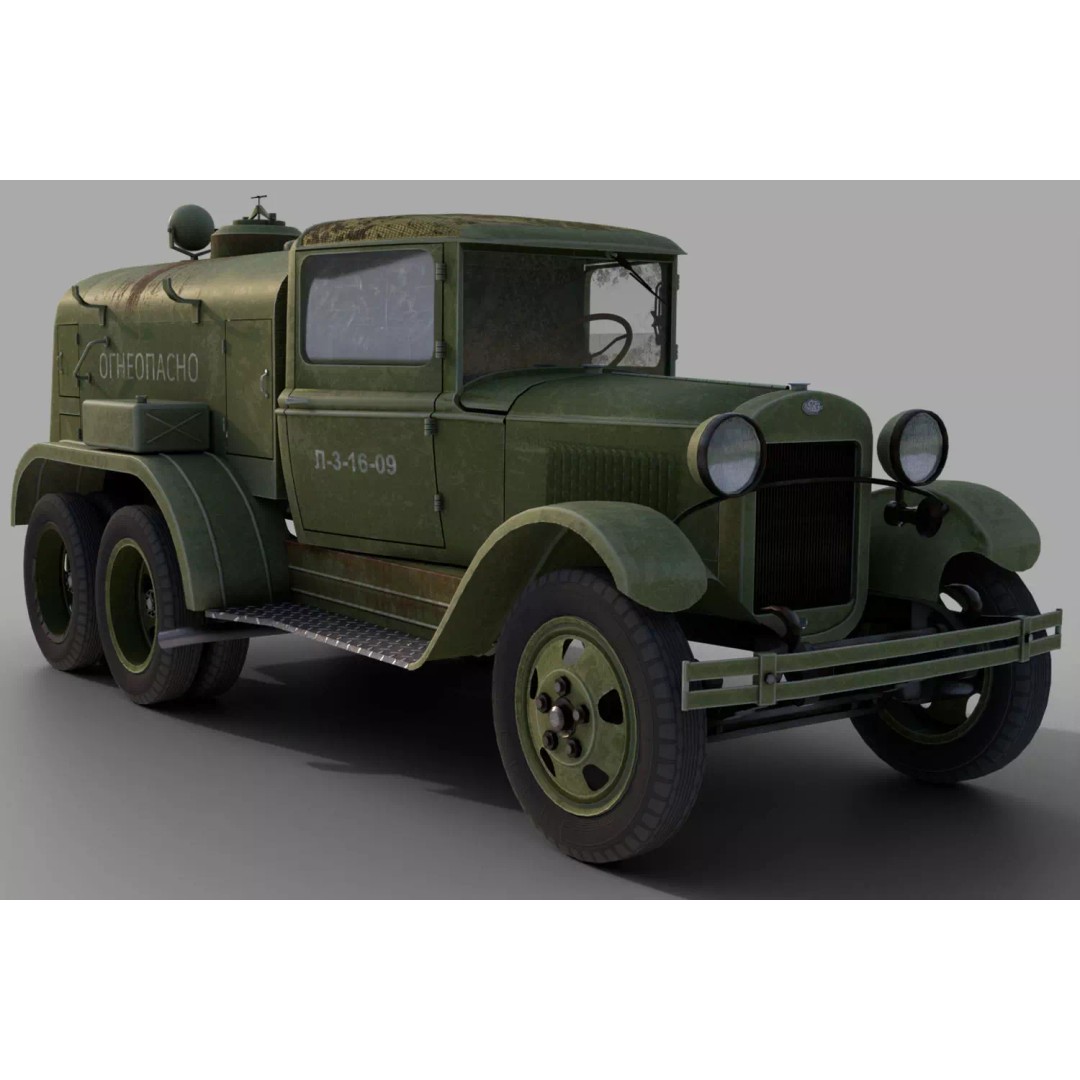 GAZ-AAA Fuel Tanker 3D Model – Low Poly Game Asset, FBX, PBR Textures - View 3