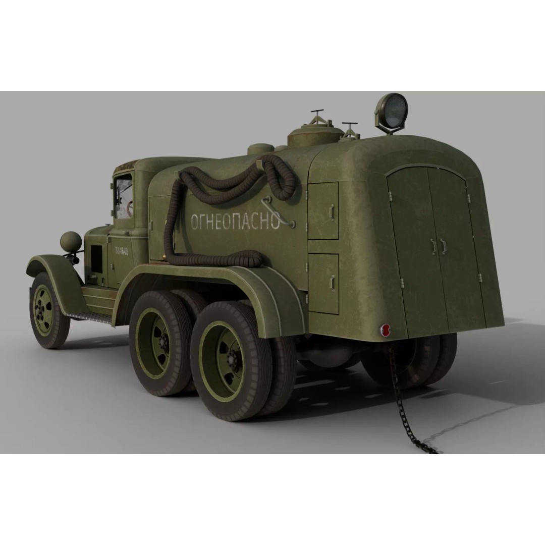 GAZ-AAA Fuel Tanker 3D Model – Low Poly Game Asset, FBX, PBR Textures - View 4