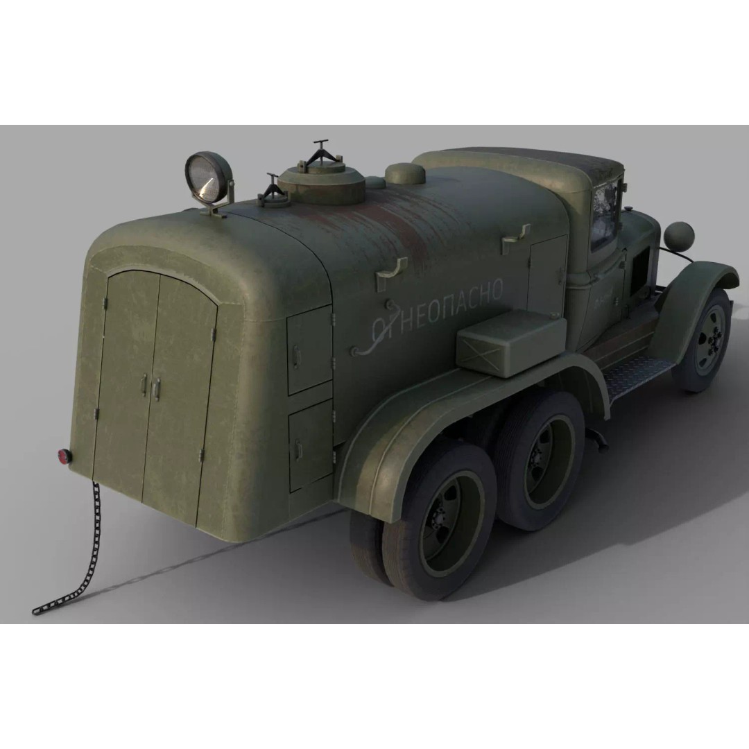 GAZ-AAA Fuel Tanker 3D Model – Low Poly Game Asset, FBX, PBR Textures - View 5