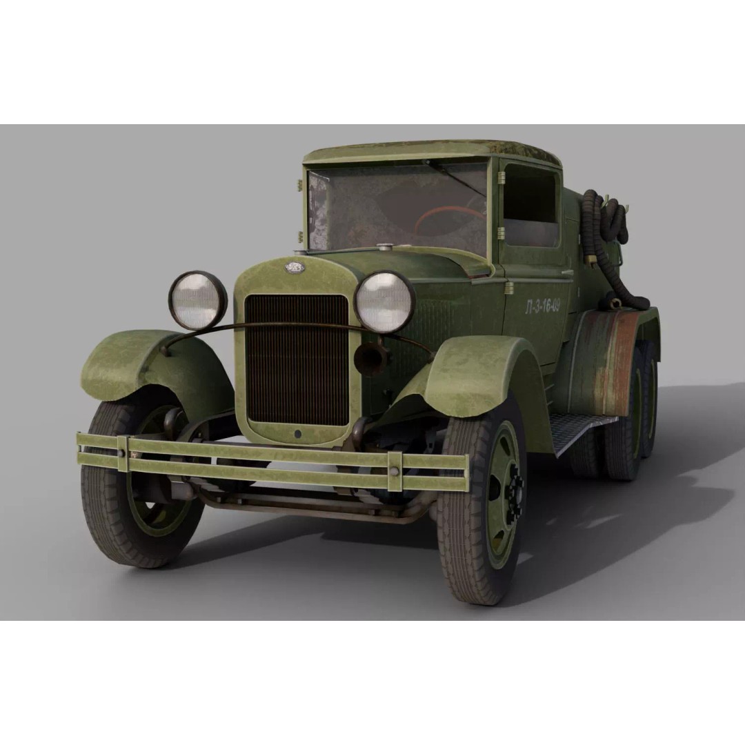 GAZ-AAA Fuel Tanker 3D Model – Low Poly Game Asset, FBX, PBR Textures - View 6