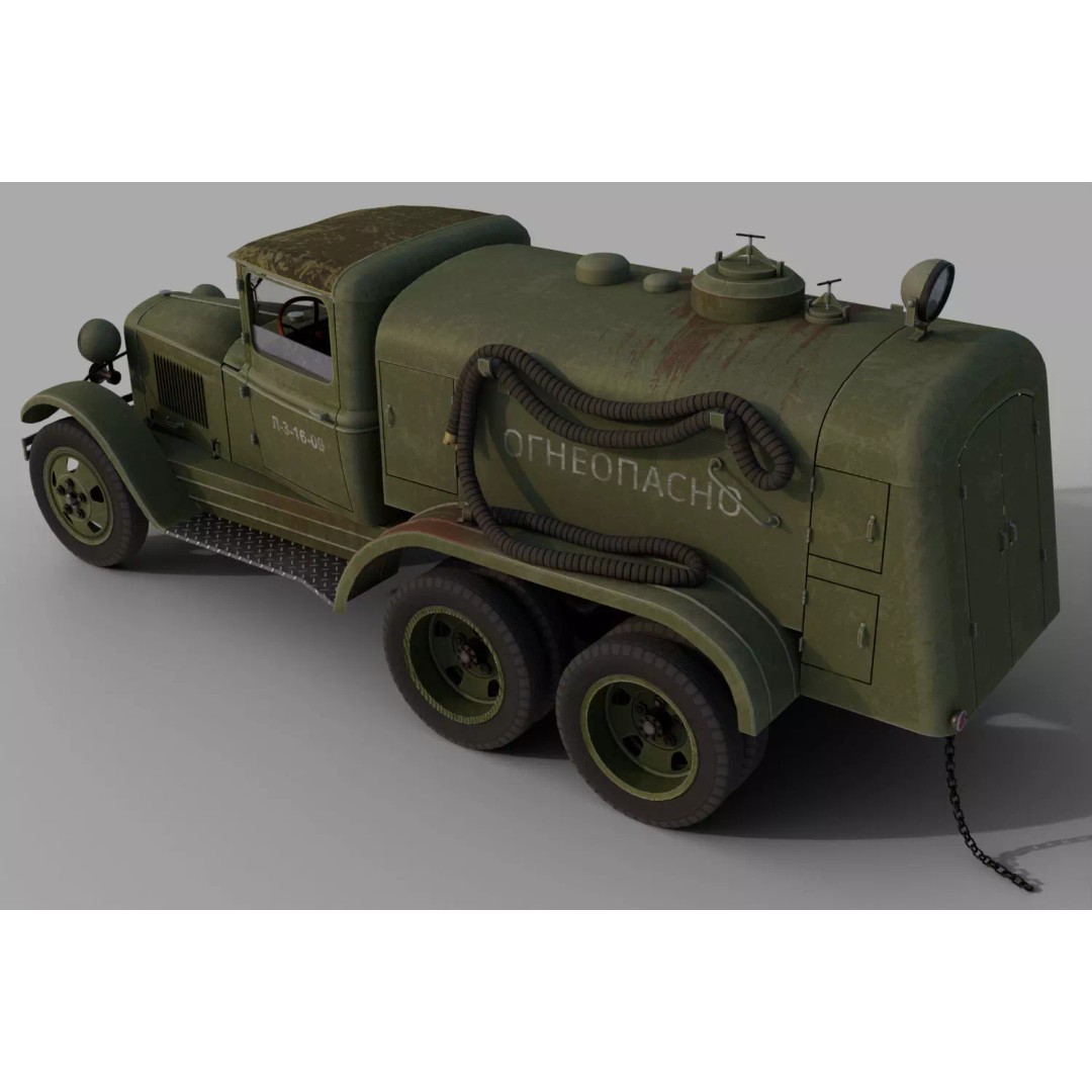 GAZ-AAA Fuel Tanker 3D Model – Low Poly Game Asset, FBX, PBR Textures - View 7