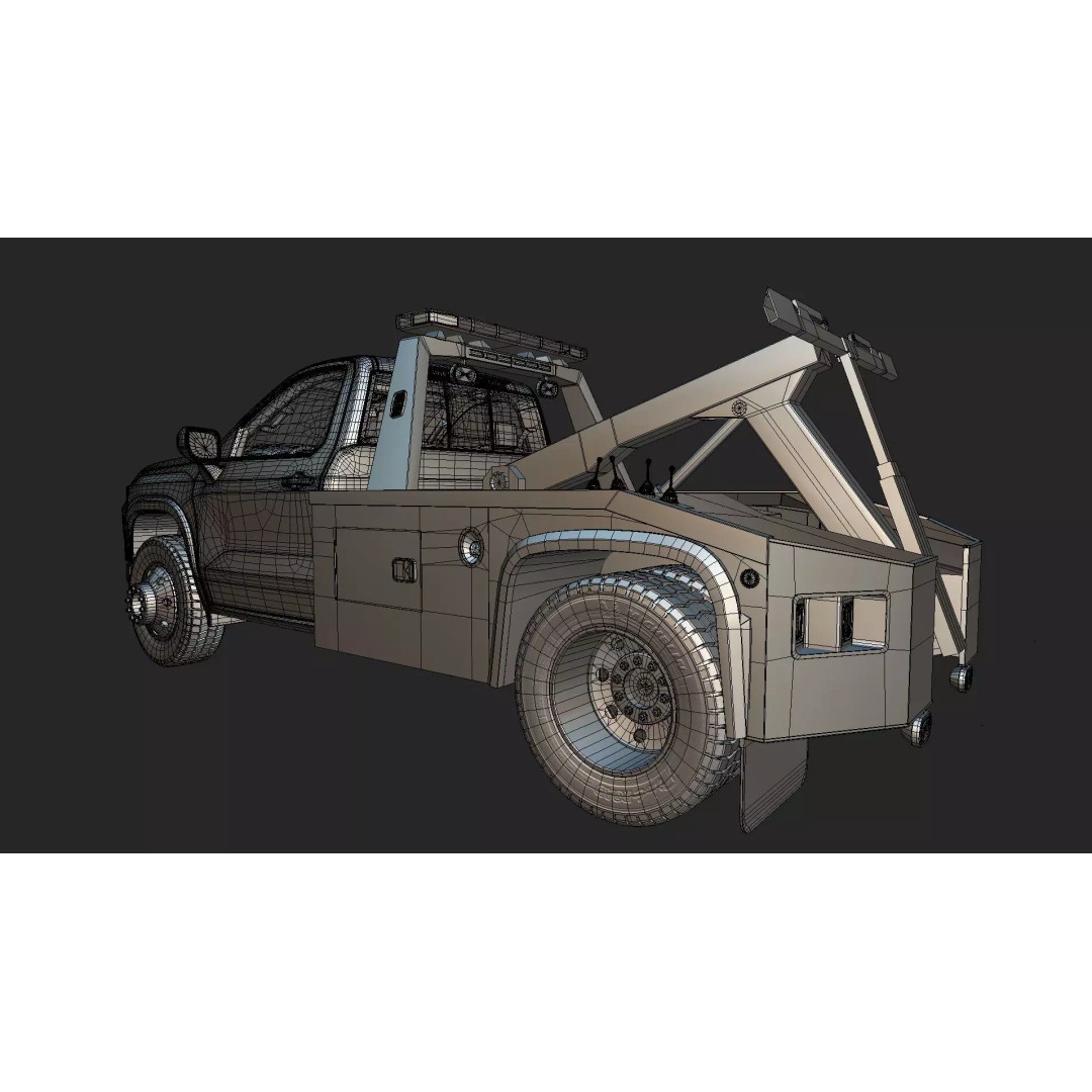 2027 Silverado Tow Truck 3D Model – High Poly Wrecker Asset, Blender - View 30