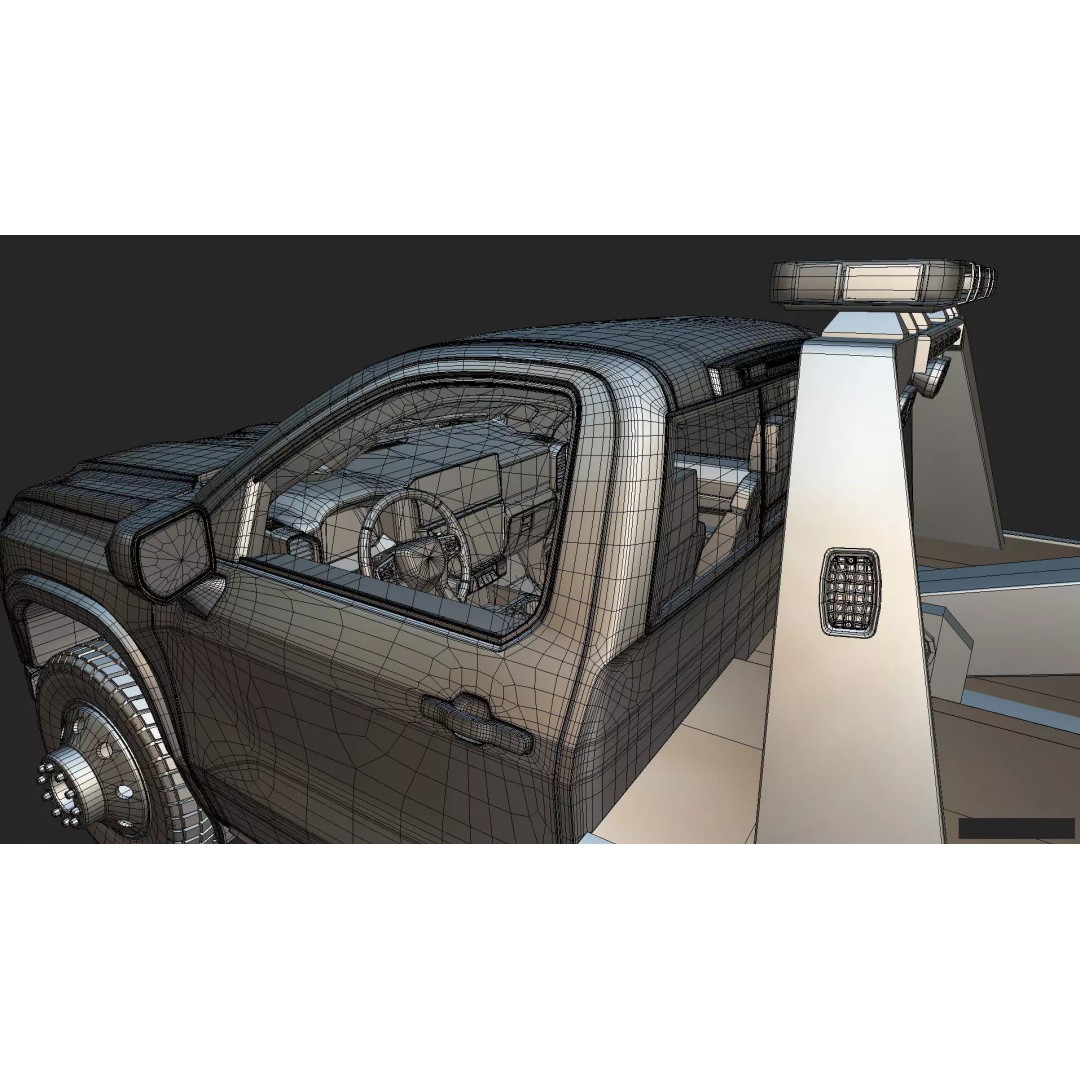 2027 Silverado Tow Truck 3D Model – High Poly Wrecker Asset, Blender - View 34