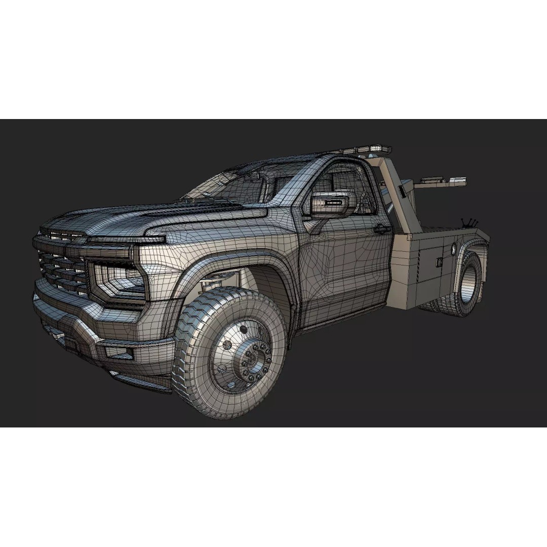 2027 Silverado Tow Truck 3D Model – High Poly Wrecker Asset, Blender - View 42