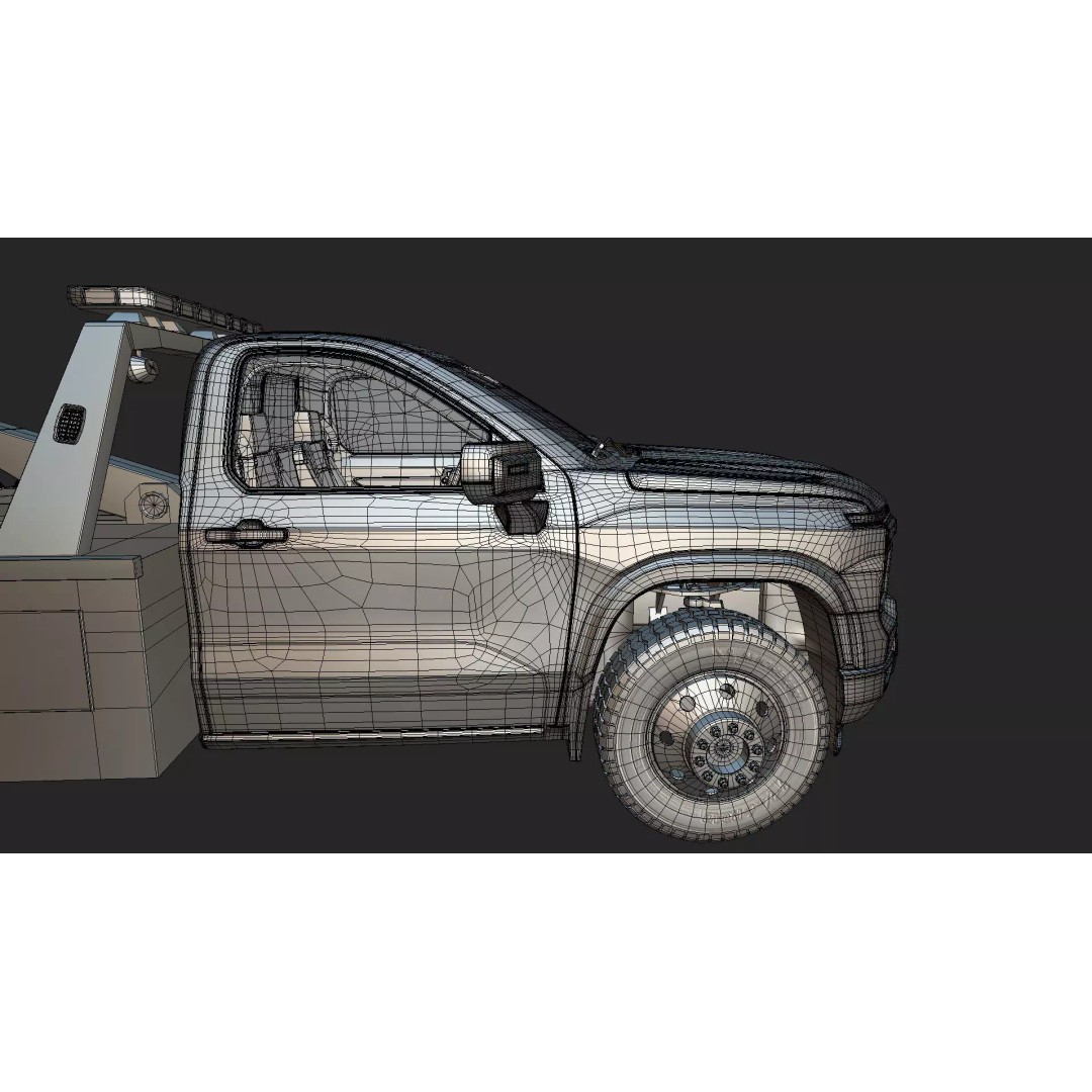 2027 Silverado Tow Truck 3D Model – High Poly Wrecker Asset, Blender - View 47