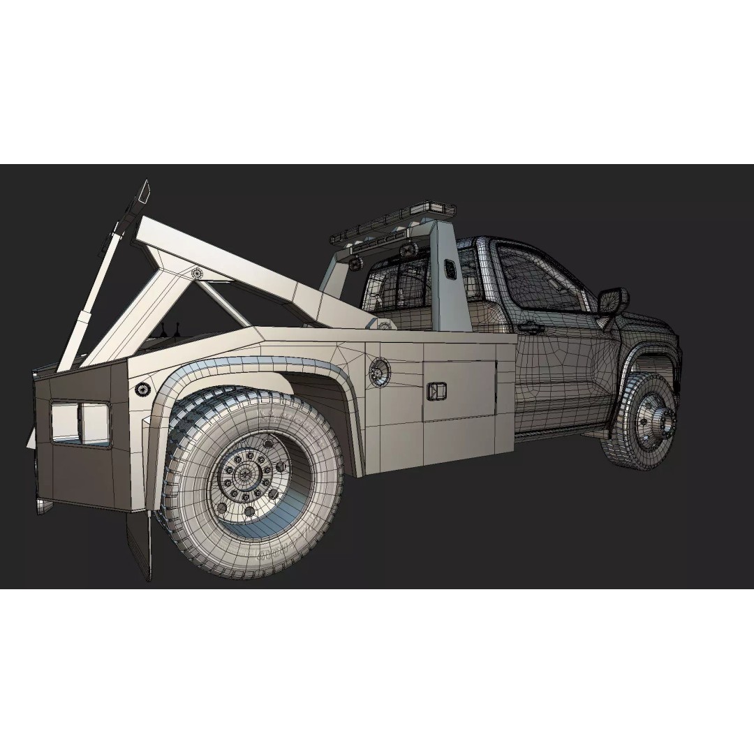 2027 Silverado Tow Truck 3D Model – High Poly Wrecker Asset, Blender - View 48