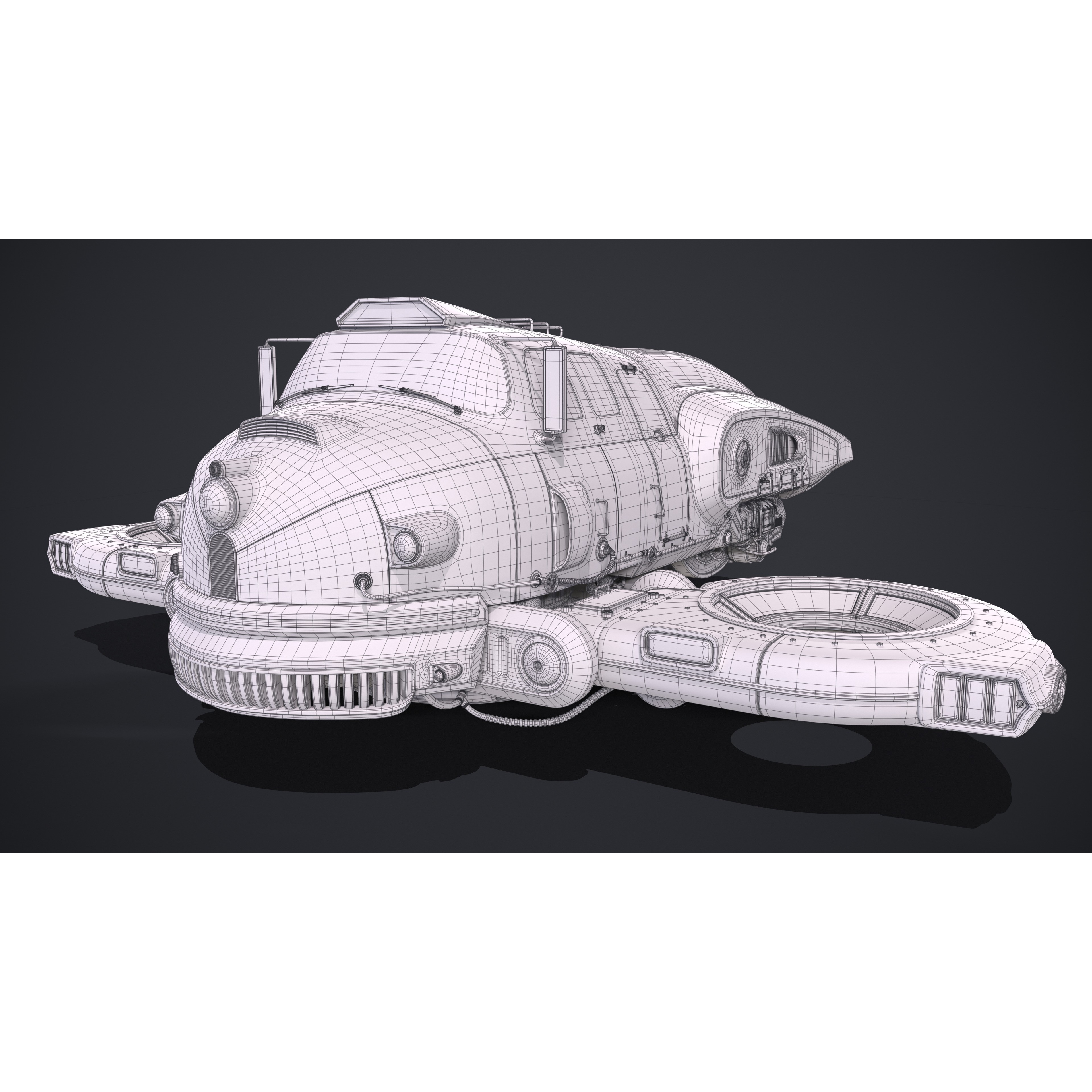 Old Sci-Fi Ship - Game-Ready 3D Model - View 15