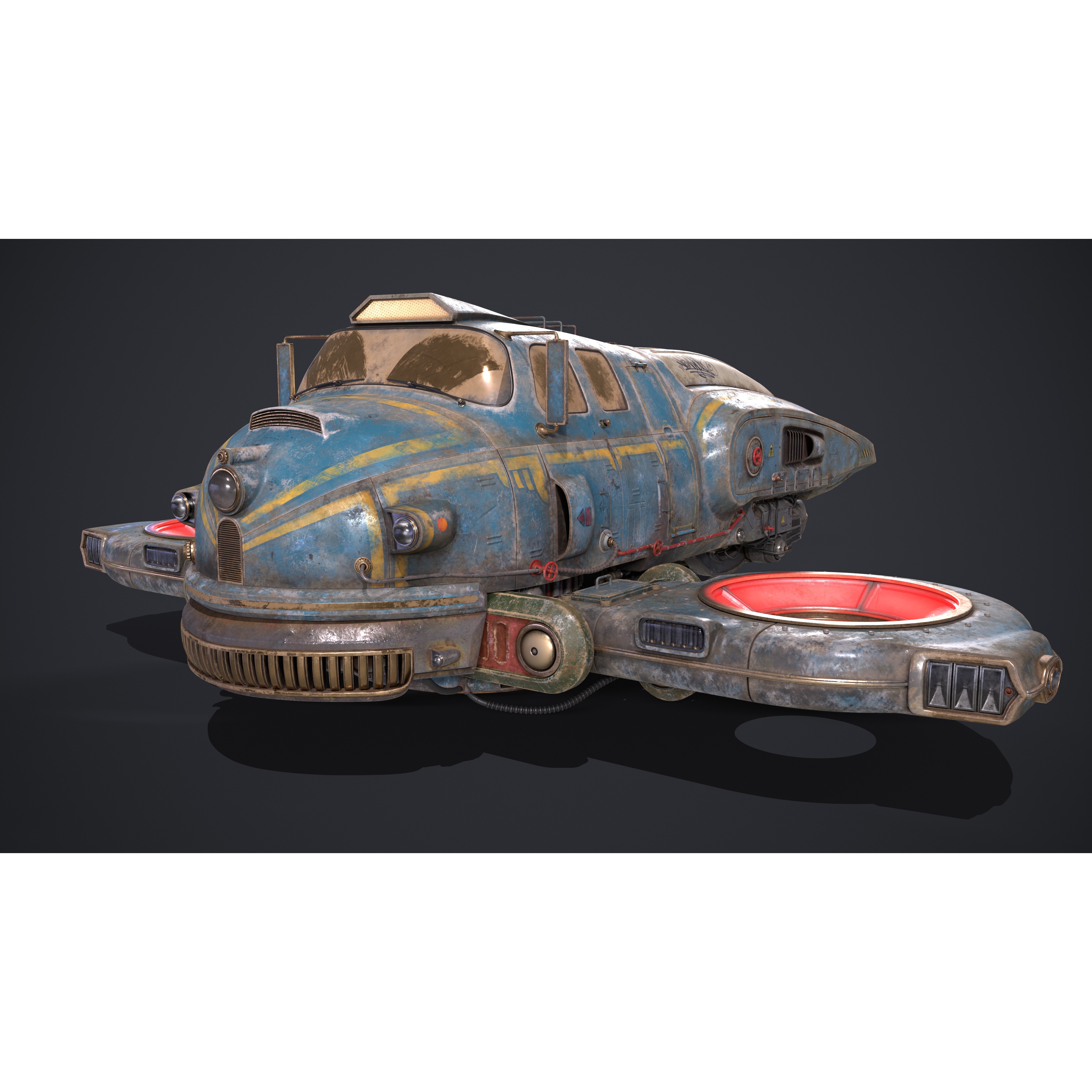 Old Sci-Fi Ship - Game-Ready 3D Model - View 3