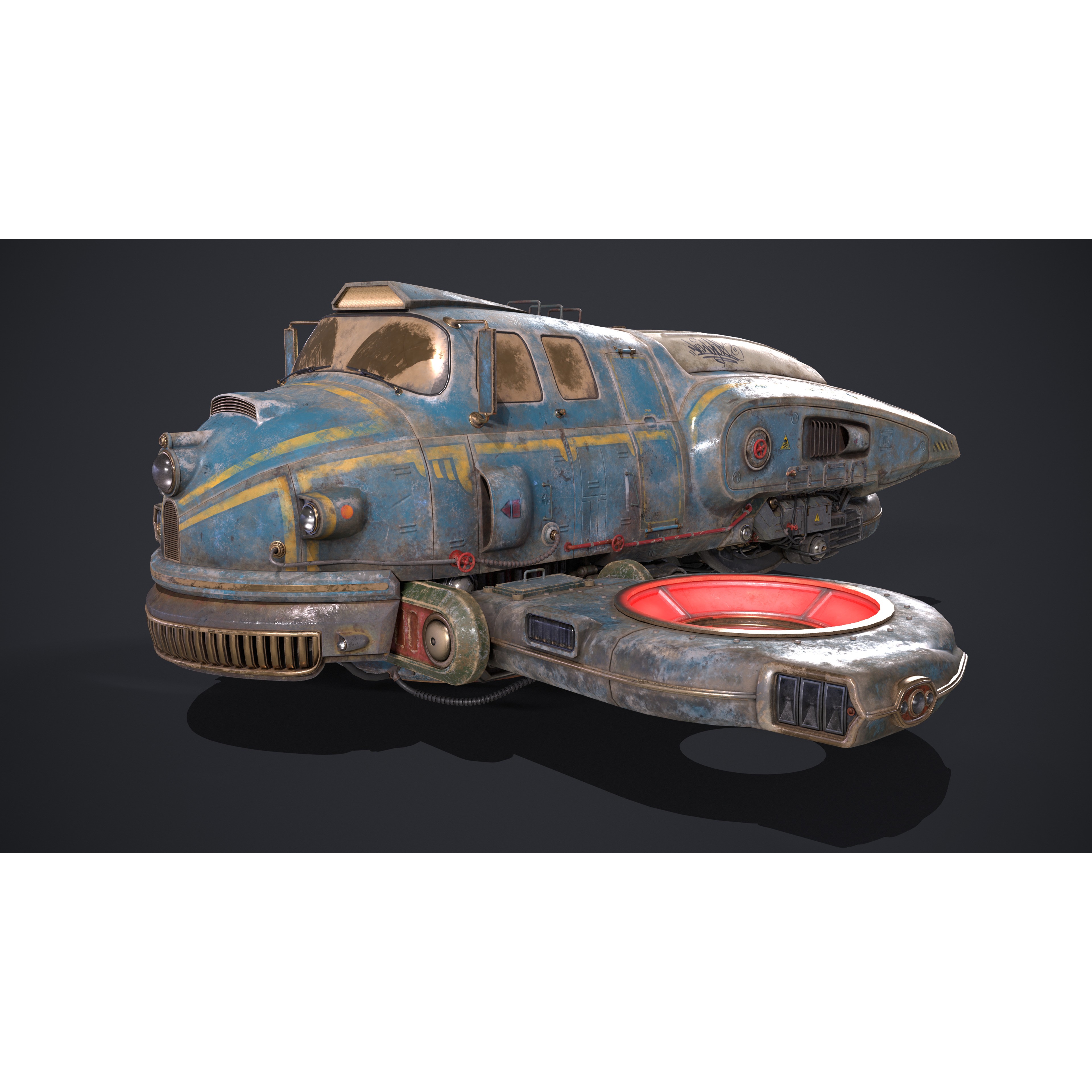 Old Sci-Fi Ship - Game-Ready 3D Model - View 4