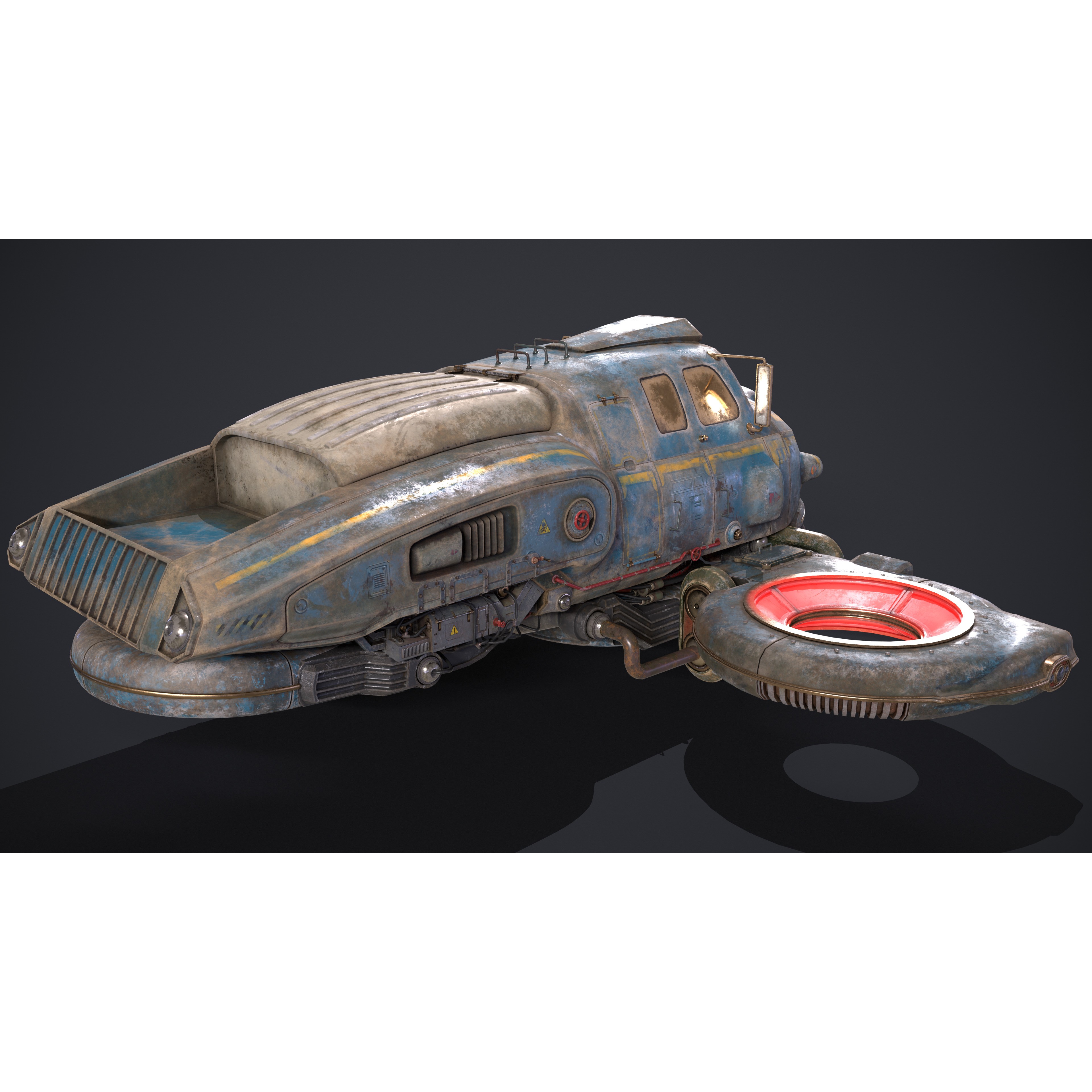 Old Sci-Fi Ship - Game-Ready 3D Model - View 8