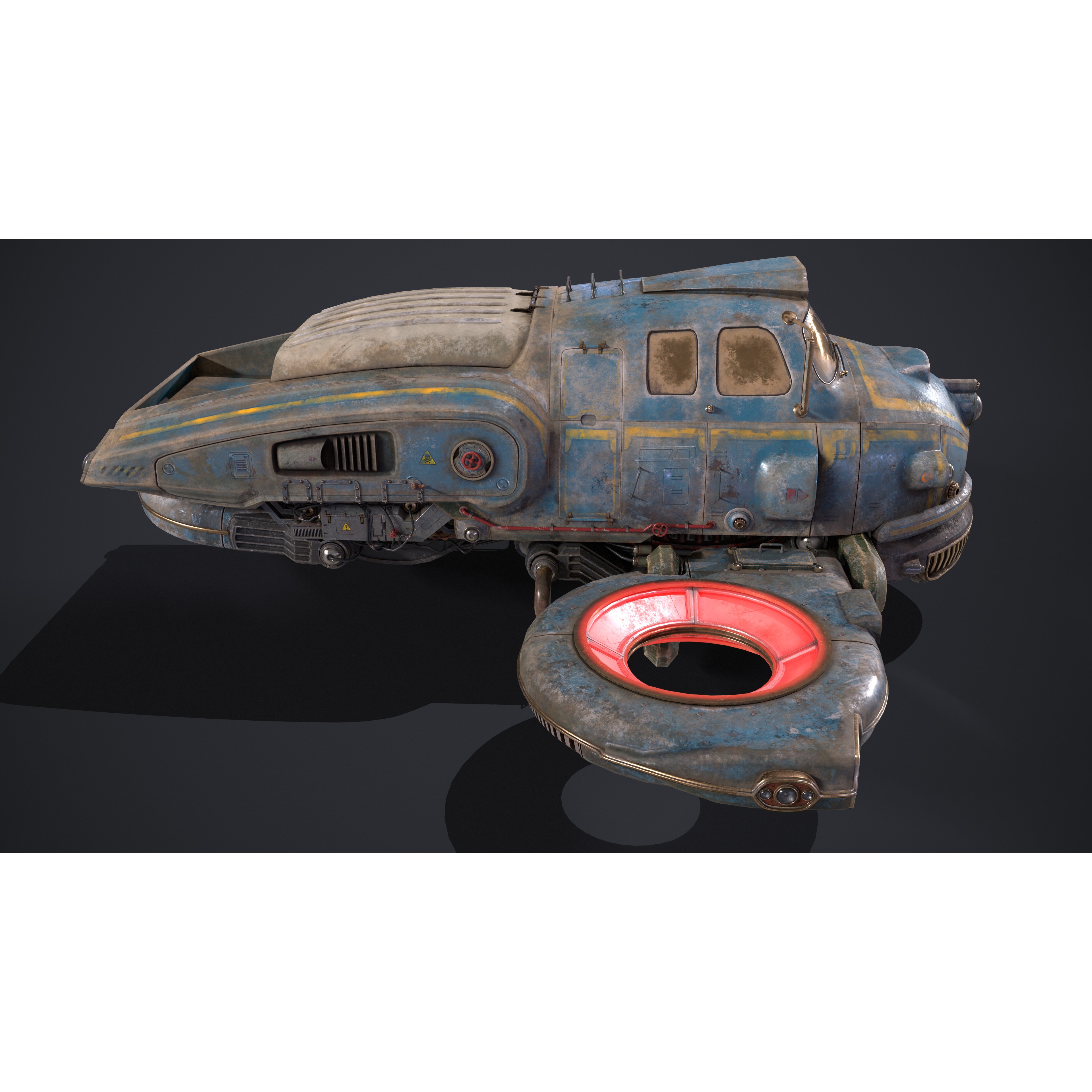 Old Sci-Fi Ship - Game-Ready 3D Model - View 9