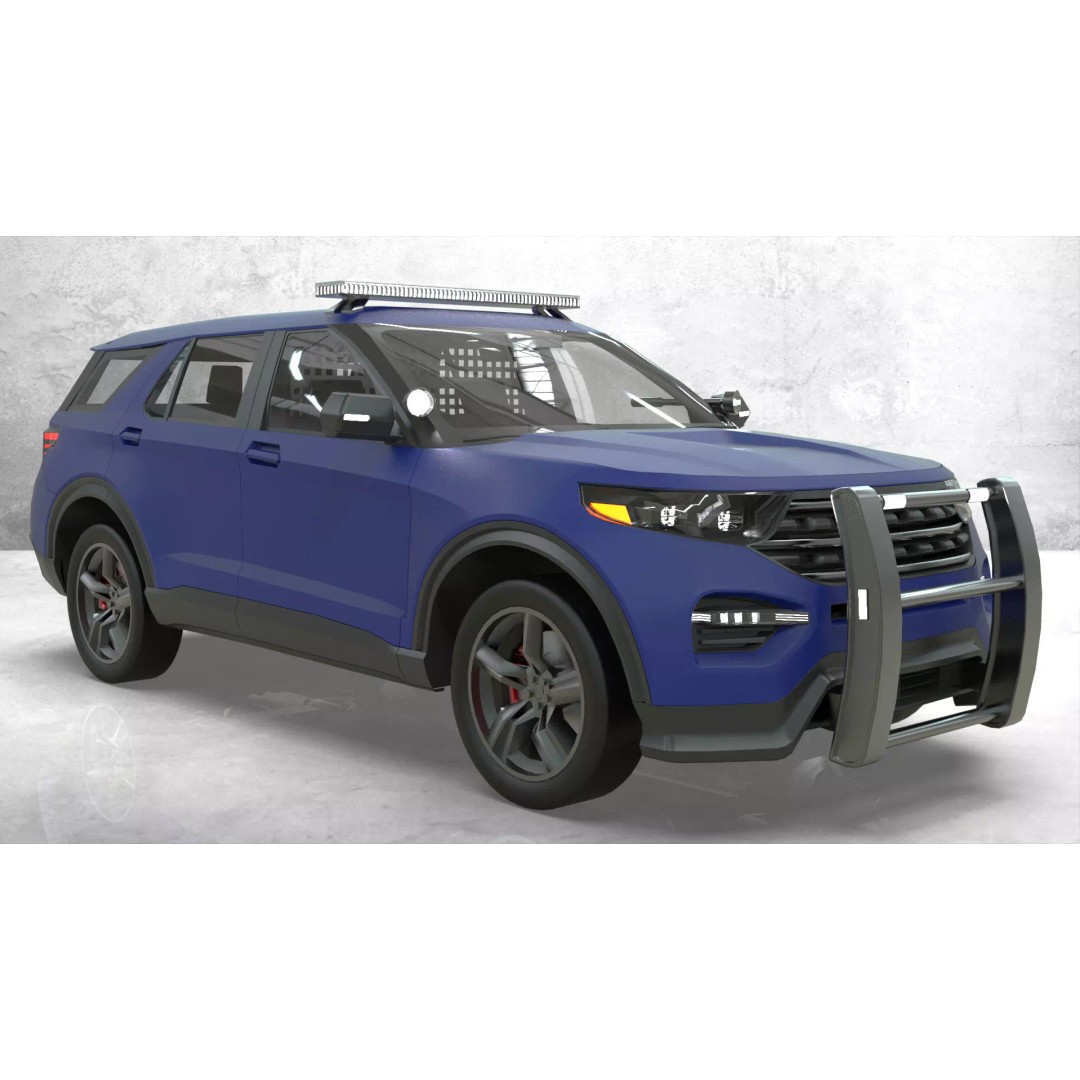 Police Interceptor SUV 3D Model – Low Poly Game Asset, FBX, Blender - View 11