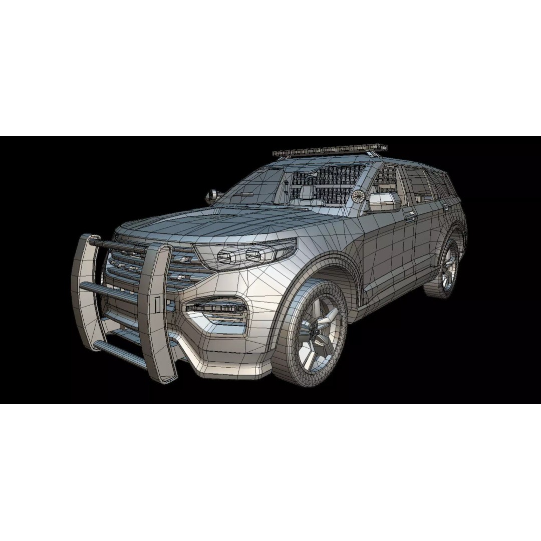 Police Interceptor SUV 3D Model – Low Poly Game Asset, FBX, Blender - View 20